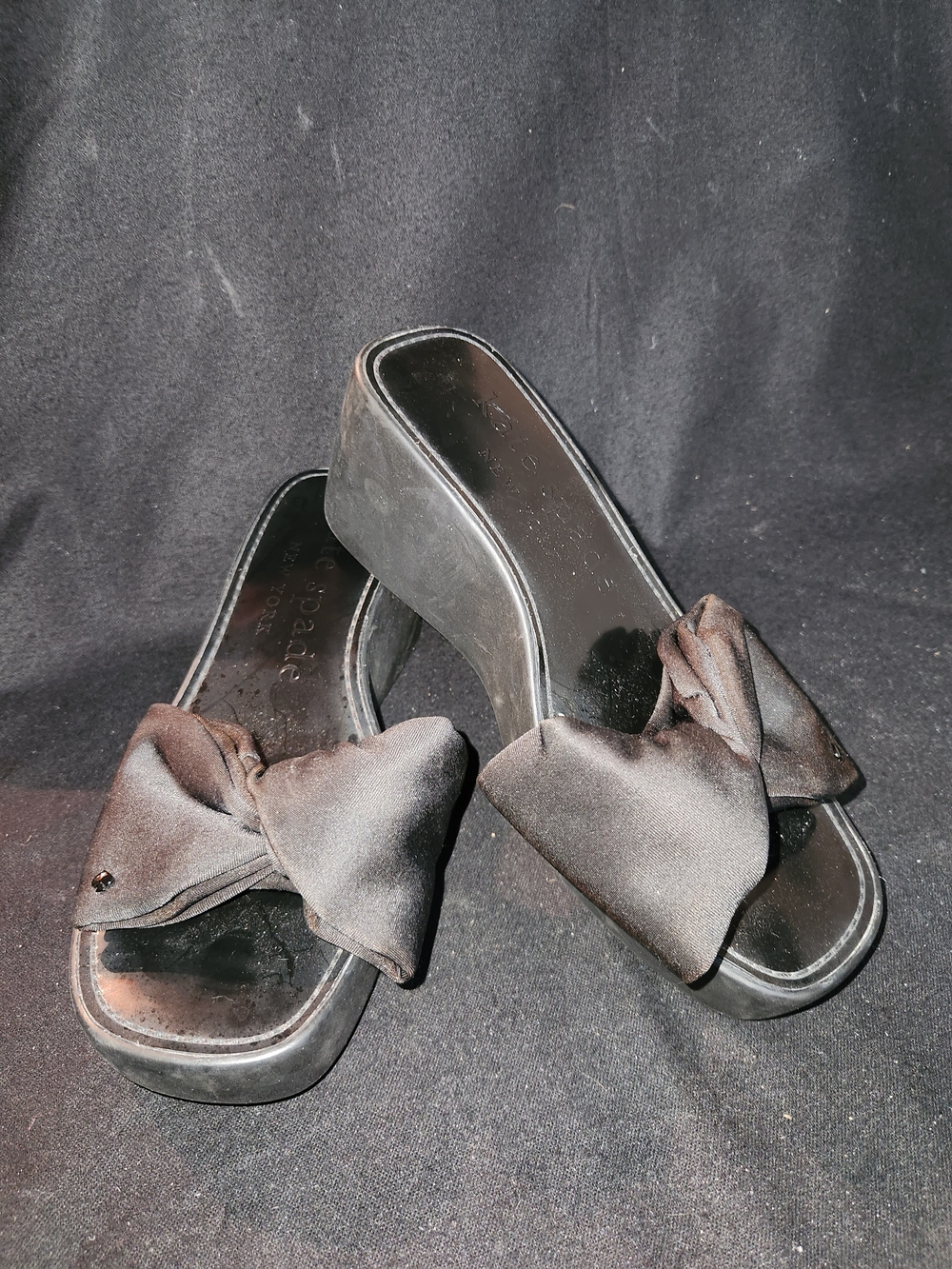 Kate Spade Black Platform Bow Mules #423